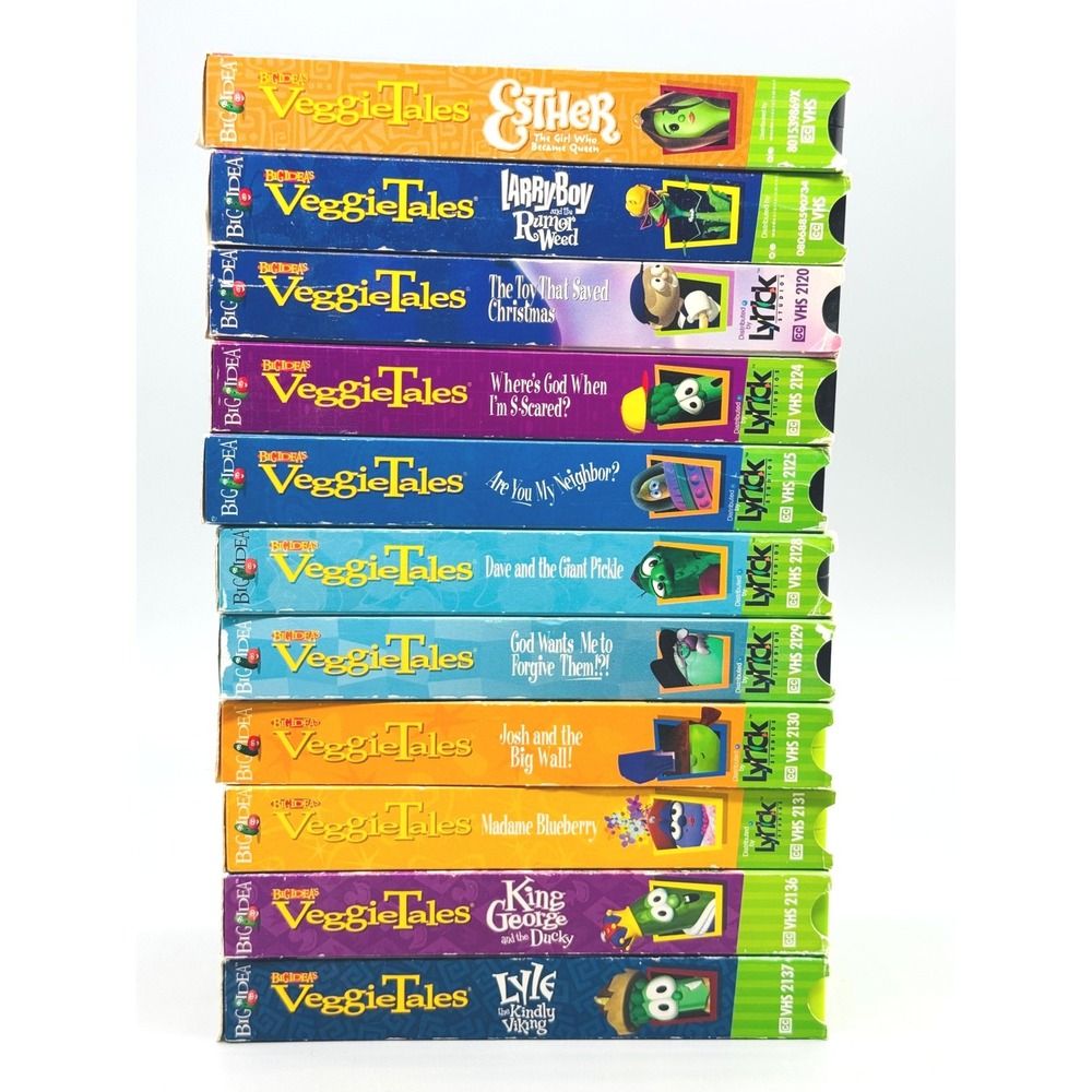Big Idea VeggieTales VHS Lot 11 Tapes Green Black Shells Kids Movies Christian
